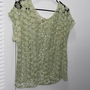 Lauren Conrad LC- Green Crochet Top